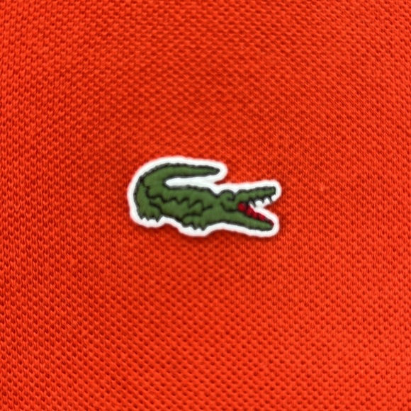 LACOSTE Mens Solid Pique Polo Golf Shirt Short Sleeves Pique Collared Orange L - Picture 2 of 6